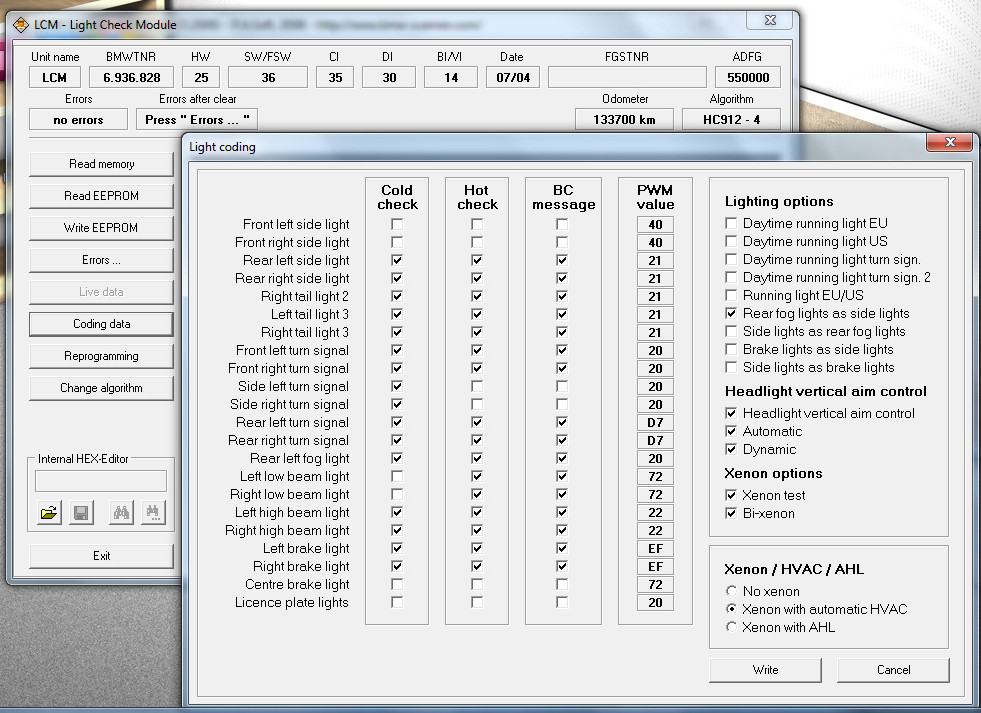 bmw scanner v140 win7 12 - Lots of DIY coding with BMW Scanner v1.4.0 PA-Soft on Win 7 -