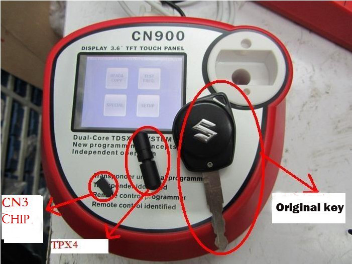 cn900 key programmer components instruction 4 - How to connect the CN900 key programmer with 46 cloner box to copy ID 46 chips? -