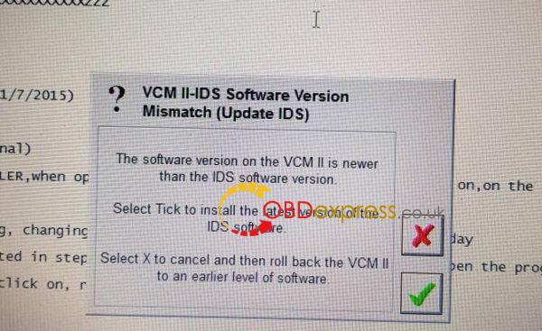 ford ids 109 vcm ii mismatch 600x367 - How to install Ford IDS 109 for VCM 2 clone? - How to install Ford IDS 109 for VCM 2 clone?