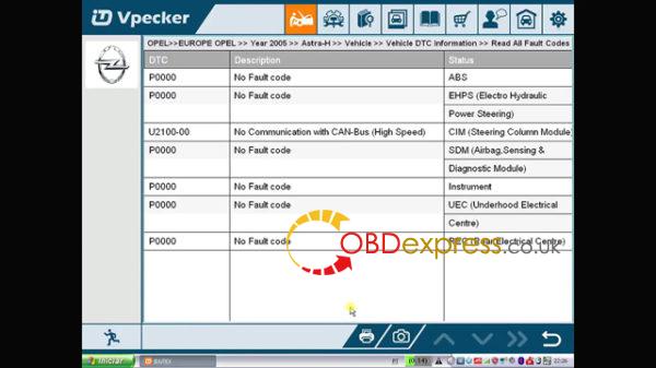 vpecker diagnose opel astra h 22 600x337 - How does Vpecker diagnose Opel Astra H ? - How does Vpecker diagnose Opel Astra H ?