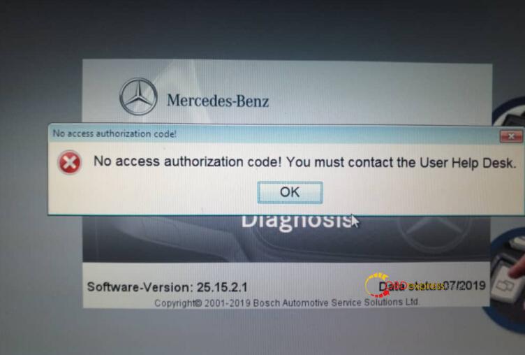 benz c6 no access authorization code 01 - Benz C6 DoIP Xentry 2019.7 "No access authorization code" solution - benz-c6-no-access-authorization-code-01