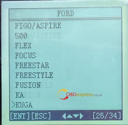 OBDSTAR FORD mileage car list 5 - Ford Focus 2007 Odometer reset  via OBDSTAR X100 PRO OBDII Scanner - OBDSTAR FORD Mileage Car List 5