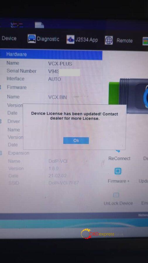 02 vcx plus checksum firmware failed 506x900 - How to fix VXDIAG VCX SE IDS "Checksum firmware failed"? - How to fix VXDIAG VCX SE IDS "Checksum firmware failed"?