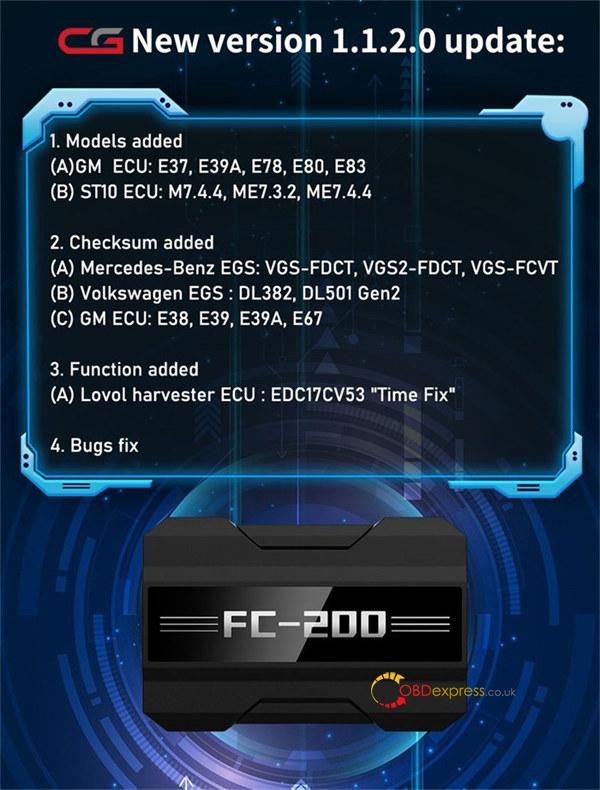 cg fc200 v1.1.2.0 update and car list 1 - CG FC200 V1.1.2.0 Update Notice (Attach Newest Car List) - CG FC200 V1.1.2.0 Update Notice