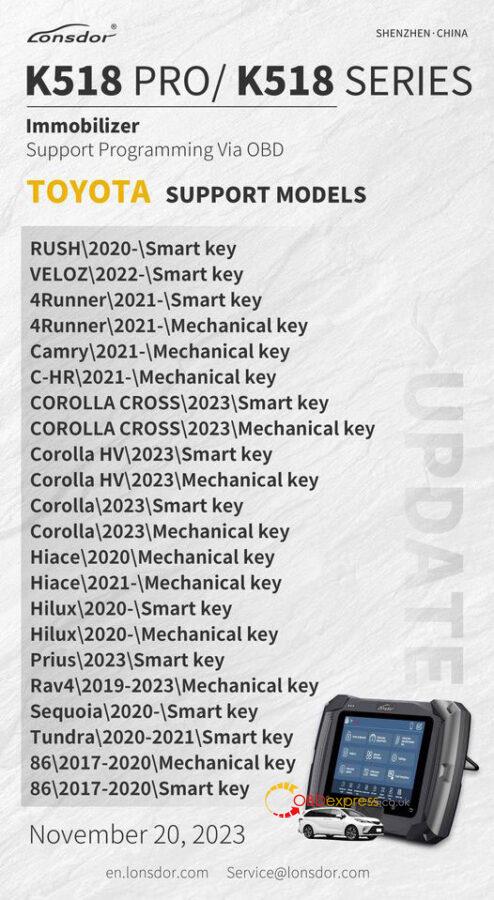 lonsdor k518 pro toyota immo car list update 494x900 - Lonsdor K518 Pro Toyota IMMO Car List Update - Lonsdor K518 Pro Toyota IMMO Car List Update