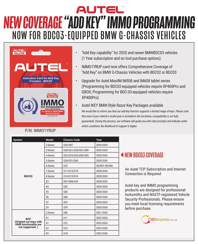 autel im508 im608 add bmw bdc3 key 2