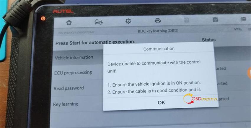 autel im608ii add bmw fem bdc key 6