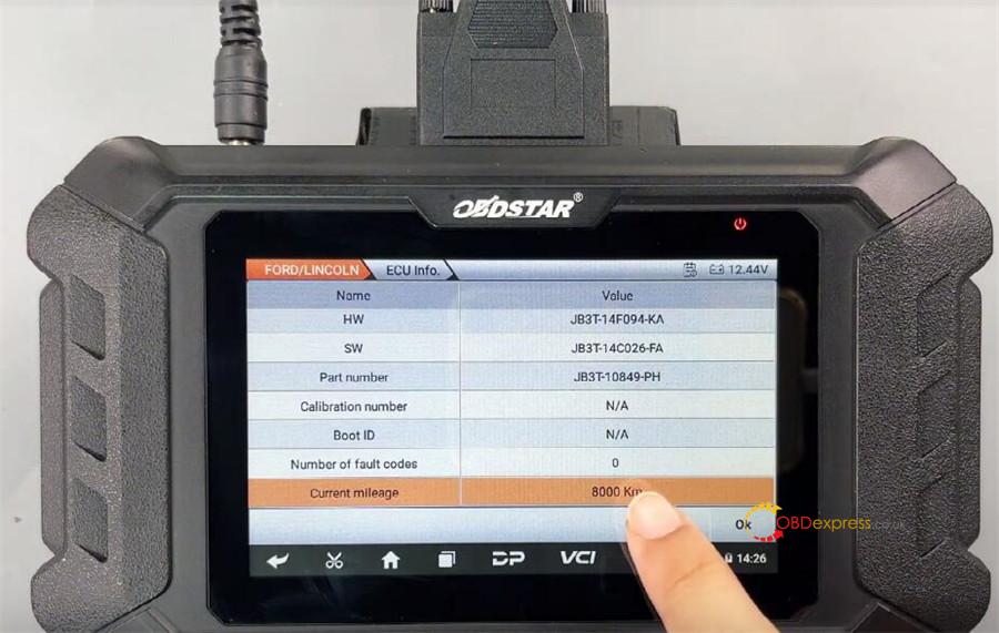 obdstar odomaster calibrate ford r7f701408 mileage 10