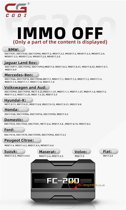 cg fc200 V1.3.1.0 add bmw benz immo off function 2