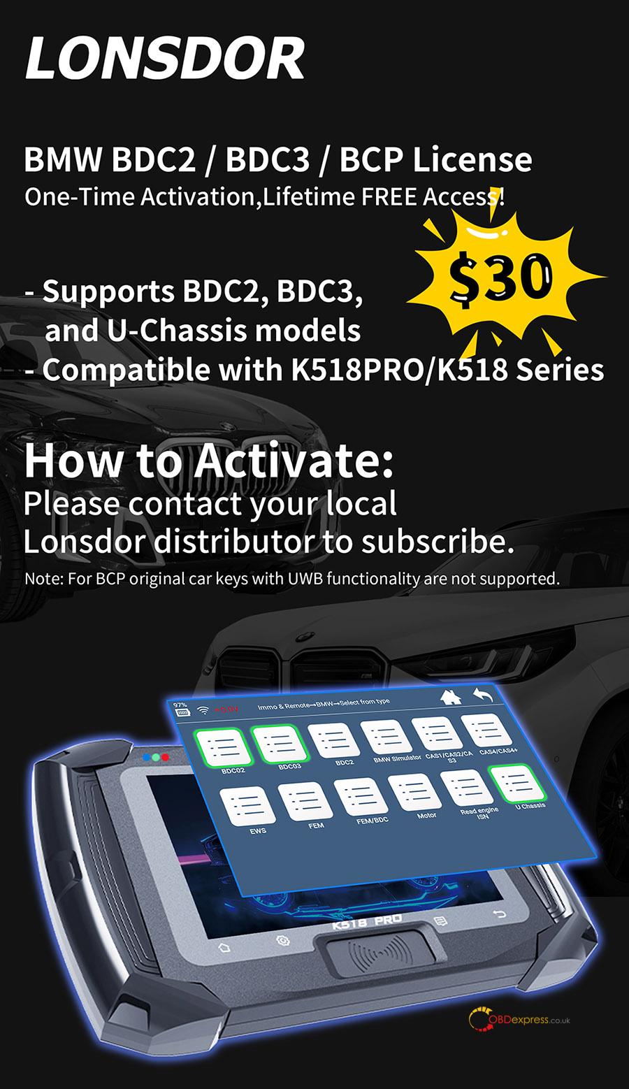 Lonsdor BMW BDC2 BDC3 BCP License (2) Lonsdor BMW BDC2 BDC3 BCP License (2)