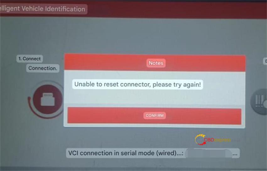 solve x431 pros elite unable to reset connector 1
