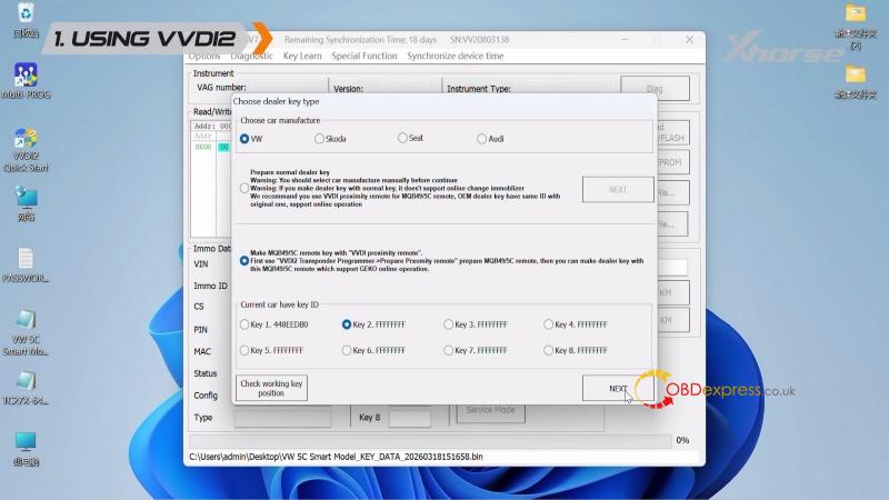 how to generate vw mqb49 5c 5d dealer key with vvdi2 key tool midi 8