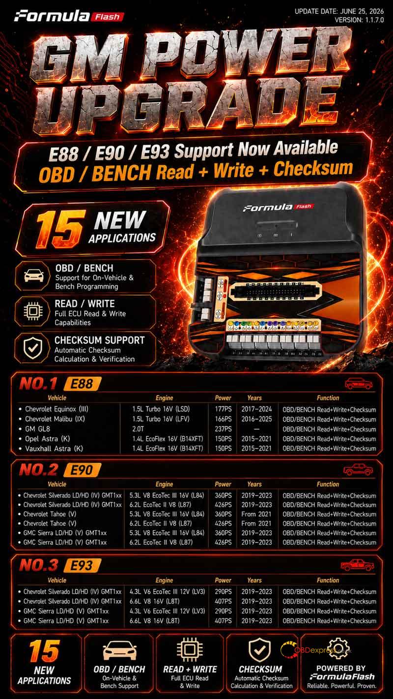 formula flash v1 1 7 0 adds e88 self unlock 15 gm ecu applications 1