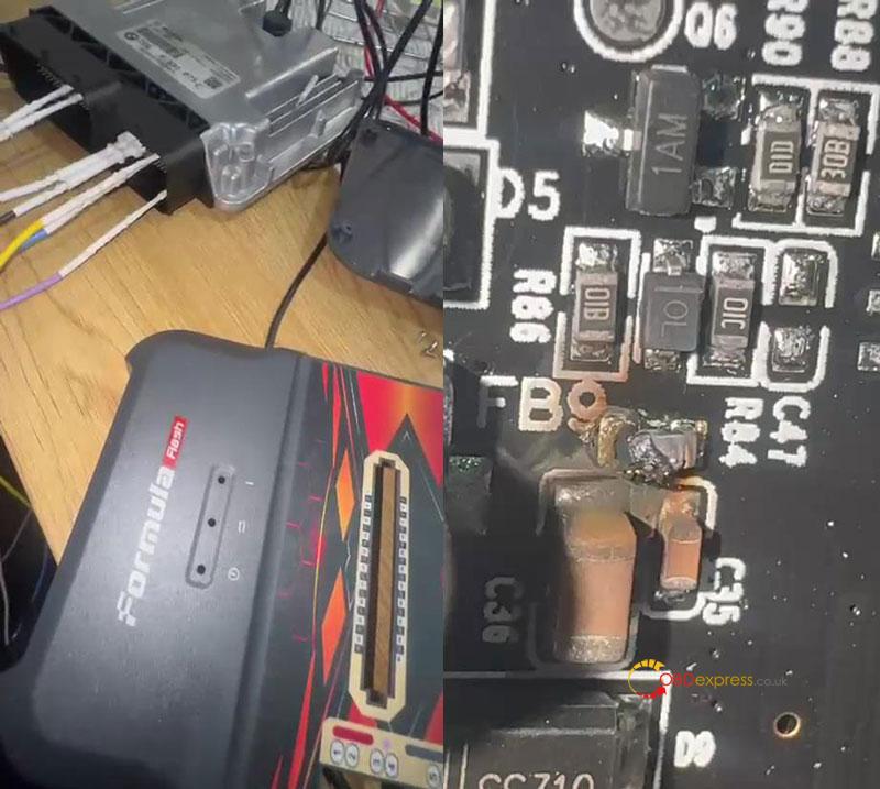 formulaflash ecu programmer not reading ecus fix burnt fb9 resistor 1