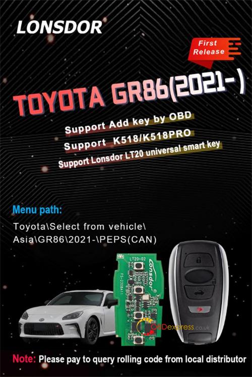 lonsdor k518 pro get pin code for 2021 toyota subaru 2