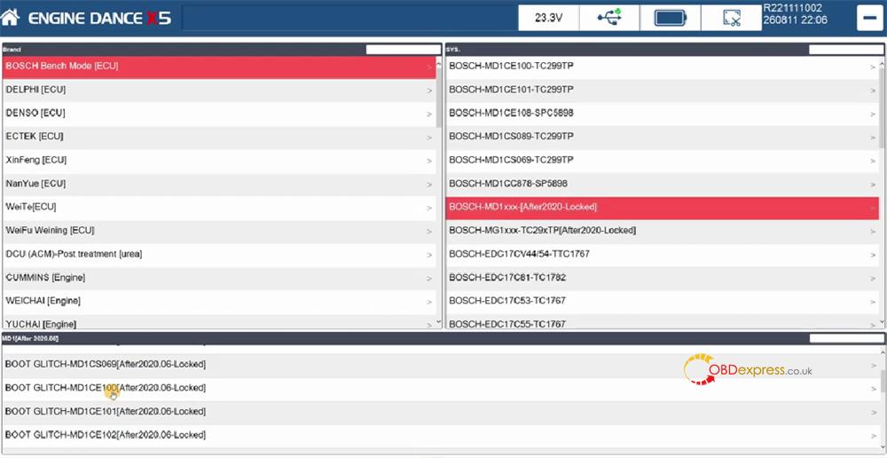 enginedance x5 unlock bosch md1ce100 3