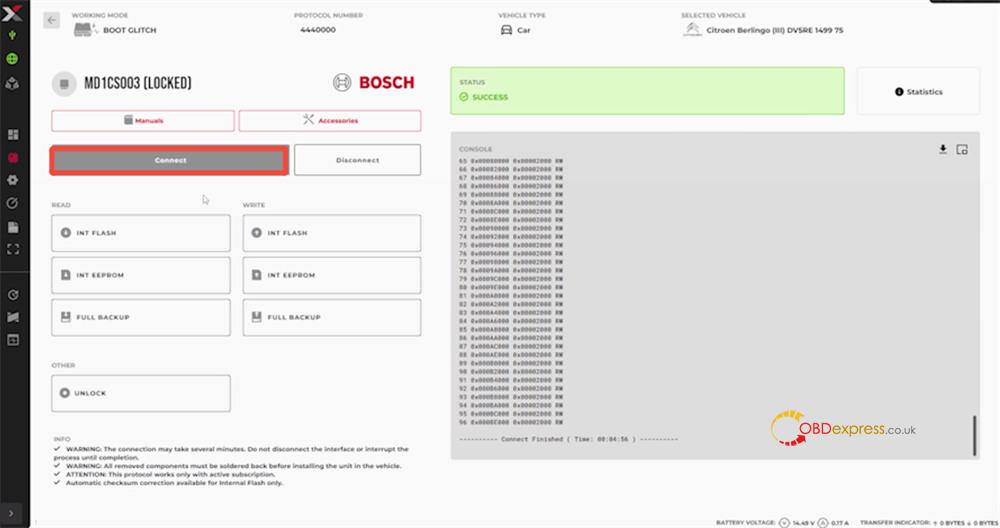flex unlock bosch md1cs003 boot glitch 11