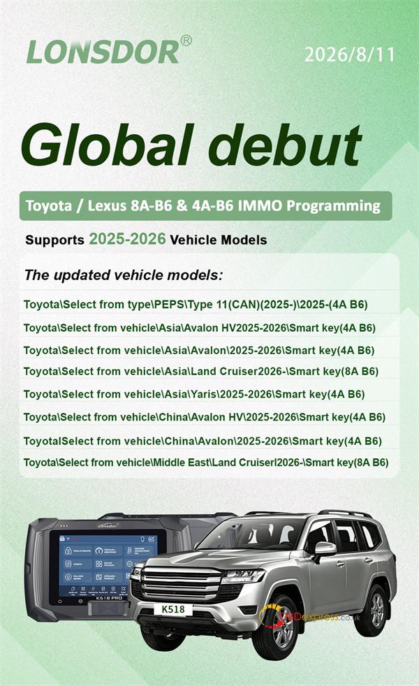 lonsdor k518 pro update toyota and lexus 4a b6 immo 3