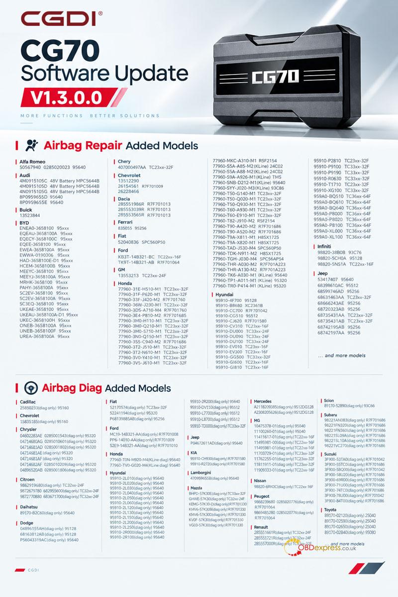 cgdi cg70 update airbag repair diag for byd honda hyundai