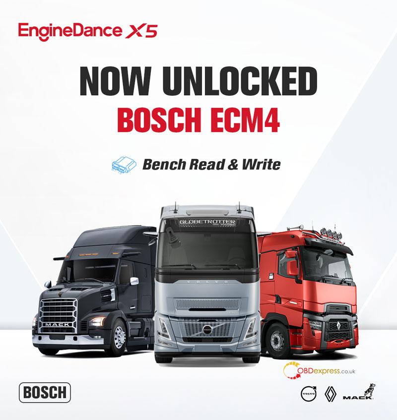 enginedance x5 update bosch ecm4 bench read write unlock for volvo trucks 1