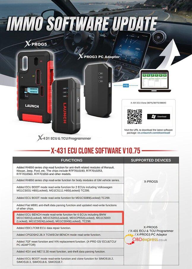 launch xprog5 locked bmw md1 mg1 ecus support list 1
