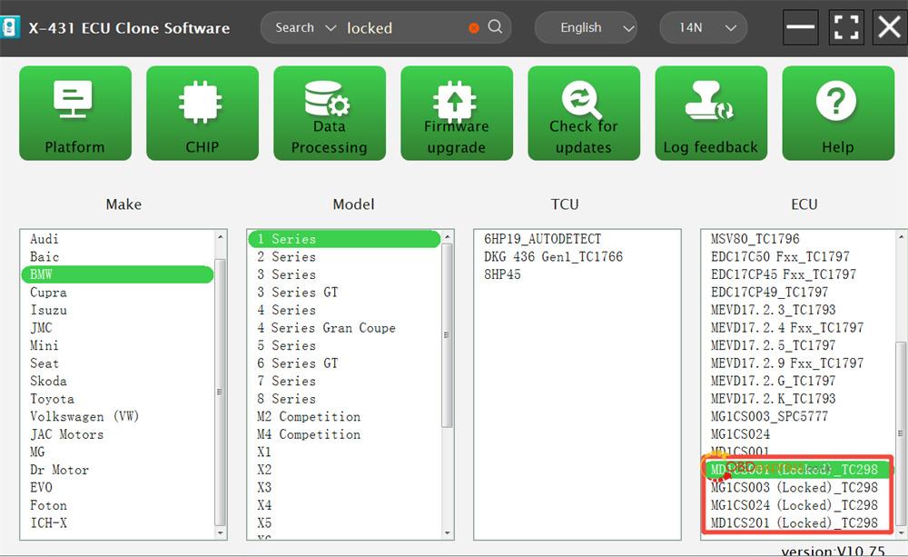 launch xprog5 locked bmw md1 mg1 ecus support list 2