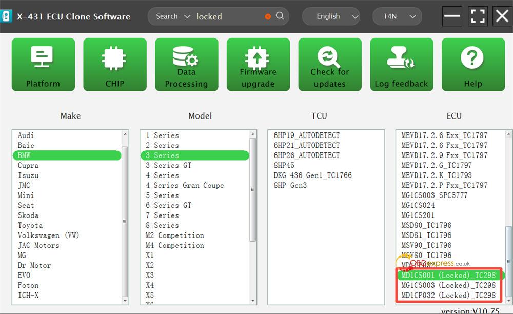 launch xprog5 locked bmw md1 mg1 ecus support list 4