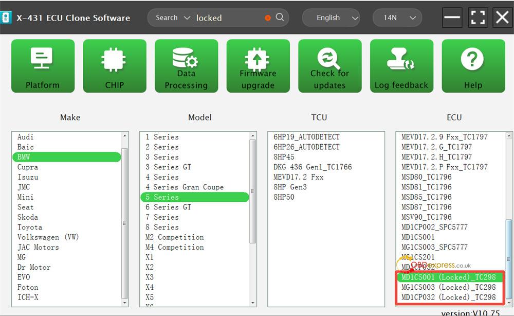 launch xprog5 locked bmw md1 mg1 ecus support list 6