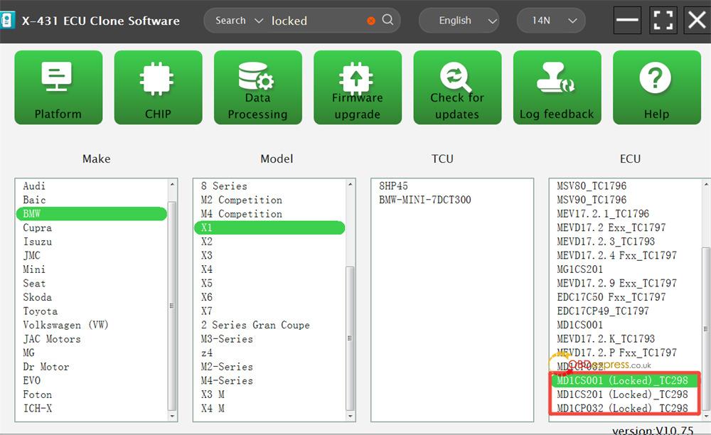 launch xprog5 locked bmw md1 mg1 ecus support list 7