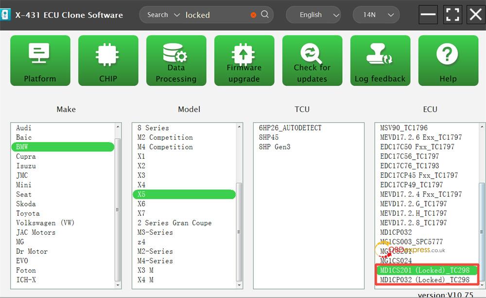 launch xprog5 locked bmw md1 mg1 ecus support list 9