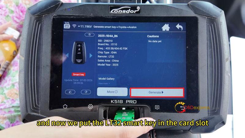 lonsdor k518 pro how to add a smart key to 2026 toyota avalon 5