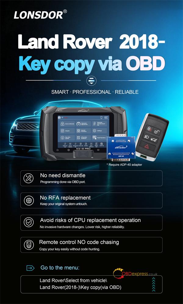 lonsdor k518 pro update land rover 2018+ obd key copy 1