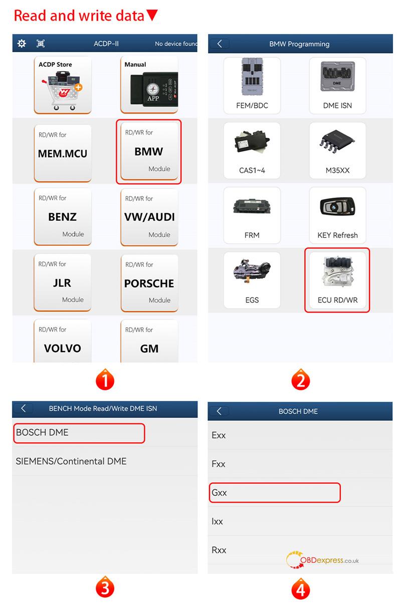 yanhua acdp read write bmw b48 b58 dme read write 5